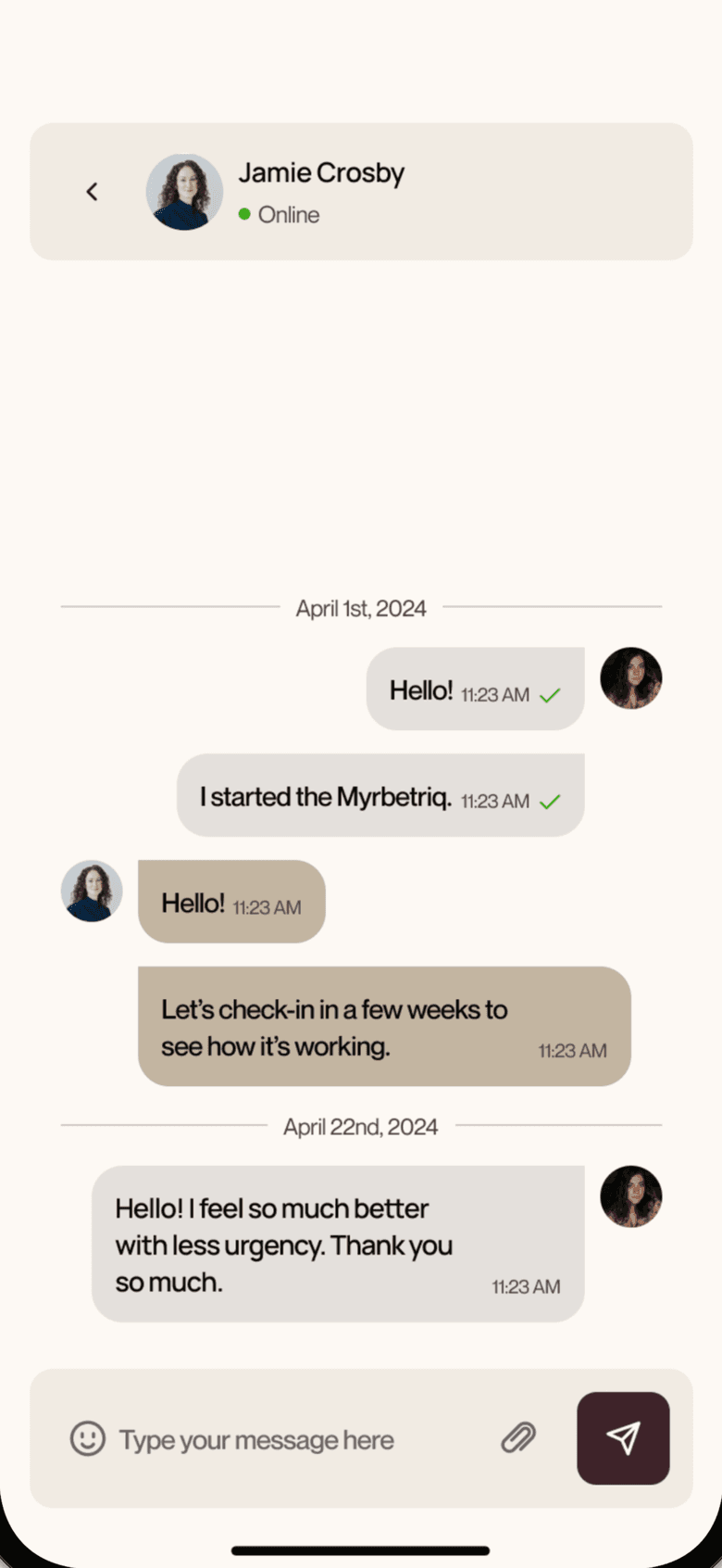 Unlimited provider messaging screen