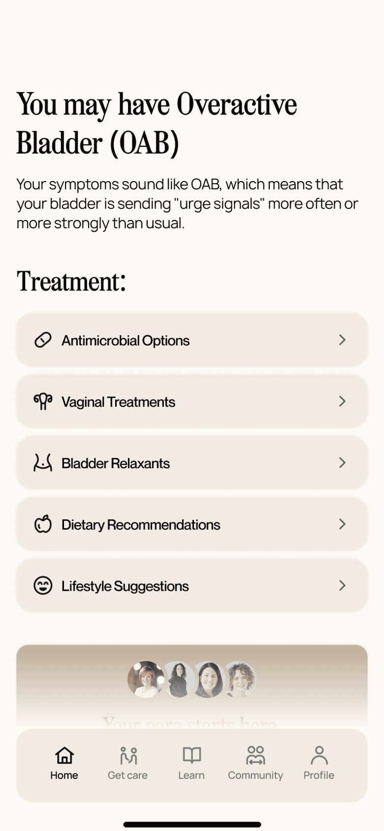 Assessment results in the Blair app